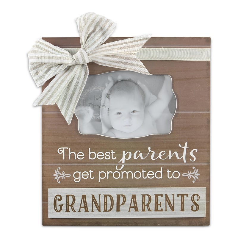 Young's Inc Wood Grandparents Picture Frame, Grandkids Photo Frame Gift for Grandparents, vintage wall decor for Living Room, 9" W x 10" H - Fits 4" x 6" Photo - Image 1